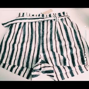 Stripped Paper bag Shorts